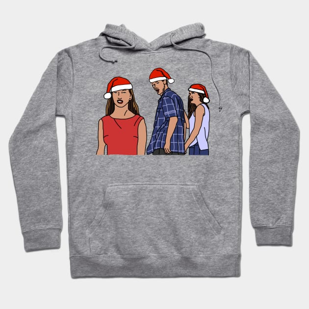 Christmas Distracted Boyfriend Meme Santa Hat Hoodie by ellenhenryart